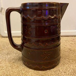 Vintage Marcrest Ovenproof Stoneware Pitcher 8" Brown Daisy & Dot Oven-Proof